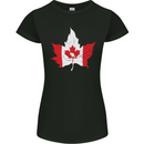 Canadian Maple Leaf Flag Canada Beaver Womens Petite Cut T-Shirt Black