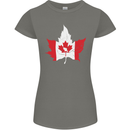Canadian Maple Leaf Flag Canada Beaver Womens Petite Cut T-Shirt Charcoal