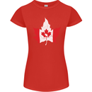 Canadian Maple Leaf Flag Canada Beaver Womens Petite Cut T-Shirt Red