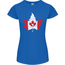 Canadian Maple Leaf Flag Canada Beaver Womens Petite Cut T-Shirt Royal Blue