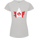 Canadian Maple Leaf Flag Canada Beaver Womens Petite Cut T-Shirt Sports Grey