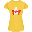 Canadian Maple Leaf Flag Canada Beaver Womens Petite Cut T-Shirt Yellow