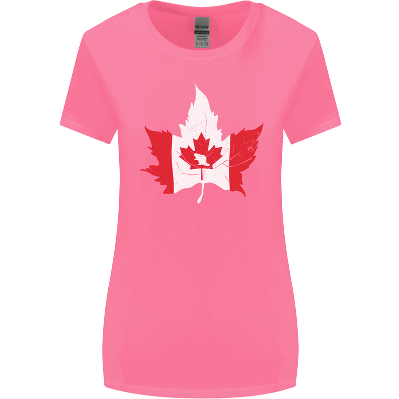 Canadian Maple Leaf Flag Canada Beaver Womens Wider Cut T-Shirt Azalea