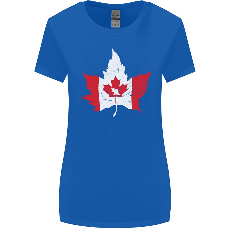 Canadian Maple Leaf Flag Canada Beaver Womens Wider Cut T-Shirt Royal Blue