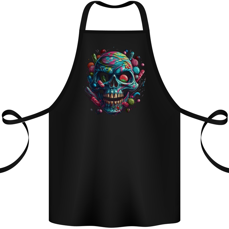 Candy Skull Cotton Apron 100% Organic Black