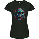 Candy Skull Womens Petite Cut T-Shirt Black