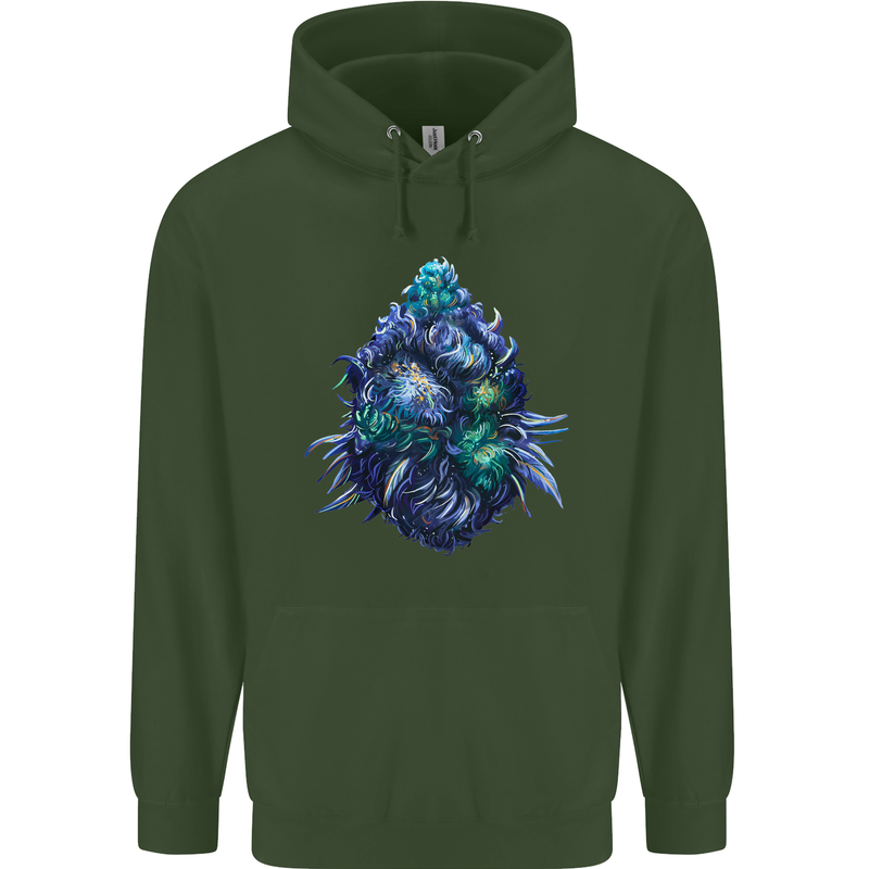Cannabis Bud Drugs Marijuana Weed Childrens Kids Hoodie Forest Green