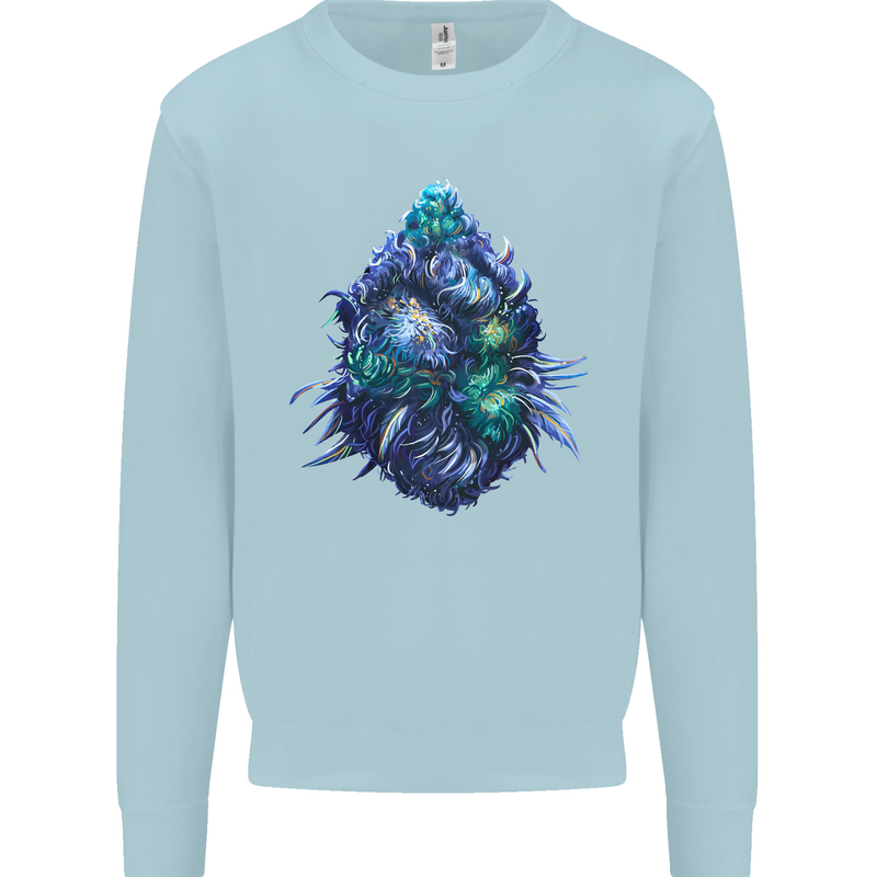 Cannabis Bud Drugs Marijuana Weed Kids Sweatshirt Jumper Light Blue