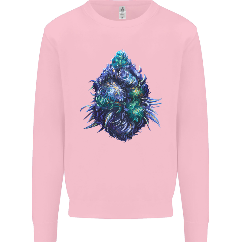 Cannabis Bud Drugs Marijuana Weed Kids Sweatshirt Jumper Light Pink