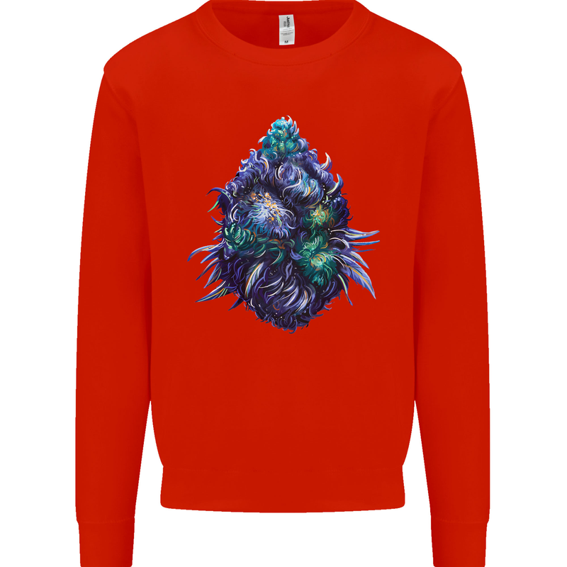 Cannabis Bud Drugs Marijuana Weed Mens Sweatshirt Jumper Bright Red