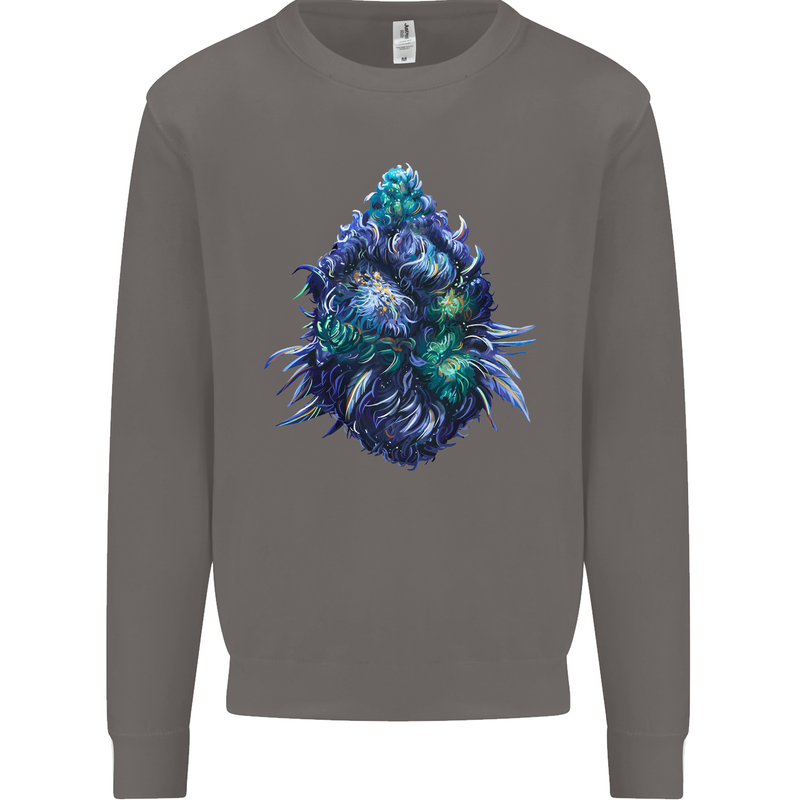Cannabis Bud Drugs Marijuana Weed Mens Sweatshirt Jumper Charcoal