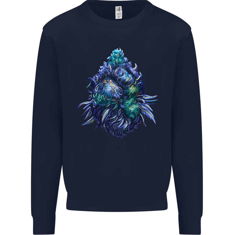 Cannabis Bud Drugs Marijuana Weed Mens Sweatshirt Jumper Navy Blue