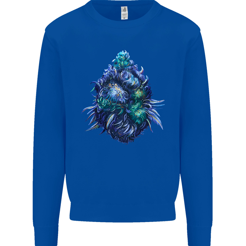 Cannabis Bud Drugs Marijuana Weed Mens Sweatshirt Jumper Royal Blue