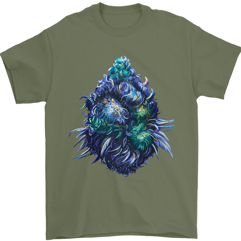 Cannabis Bud Drugs Marijuana Weed Mens T-Shirt 100% Cotton Military Green