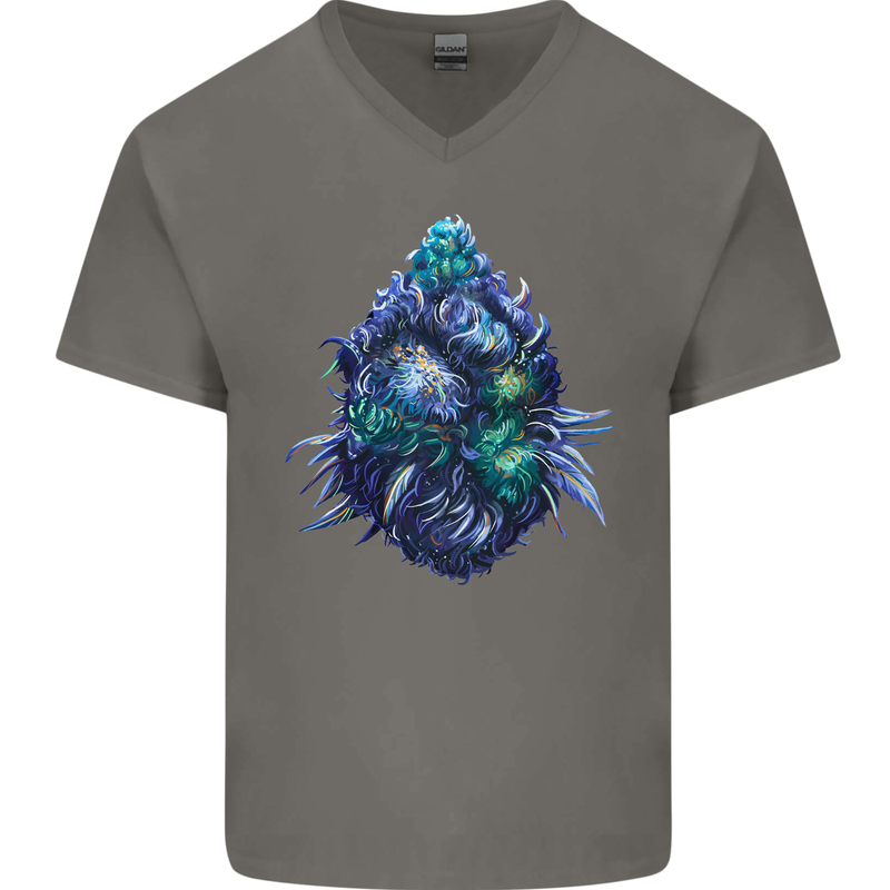 Cannabis Bud Drugs Marijuana Weed Mens V-Neck Cotton T-Shirt Charcoal