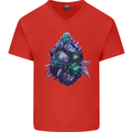 Cannabis Bud Drugs Marijuana Weed Mens V-Neck Cotton T-Shirt Red