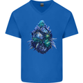 Cannabis Bud Drugs Marijuana Weed Mens V-Neck Cotton T-Shirt Royal Blue