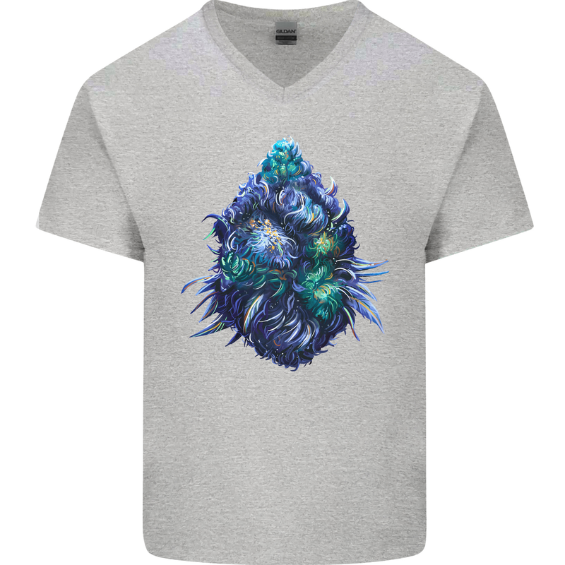 Cannabis Bud Drugs Marijuana Weed Mens V-Neck Cotton T-Shirt Sports Grey