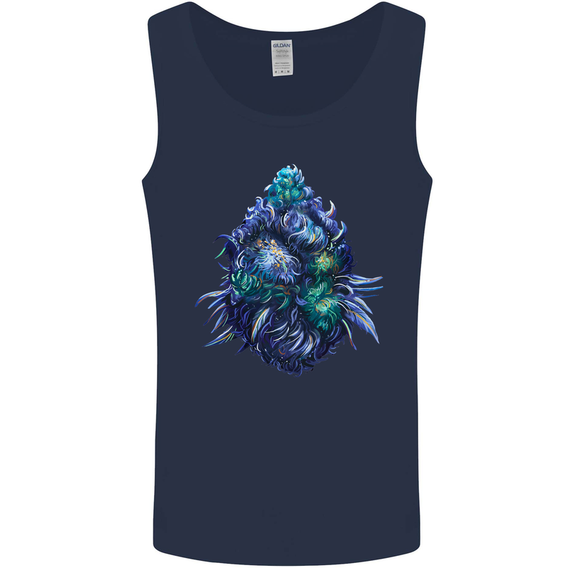Cannabis Bud Drugs Marijuana Weed Mens Vest Tank Top Navy Blue