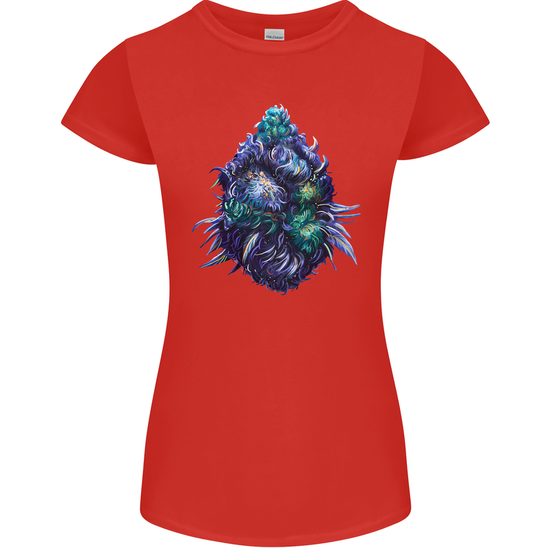 Cannabis Bud Drugs Marijuana Weed Womens Petite Cut T-Shirt Red