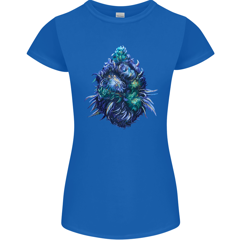 Cannabis Bud Drugs Marijuana Weed Womens Petite Cut T-Shirt Royal Blue