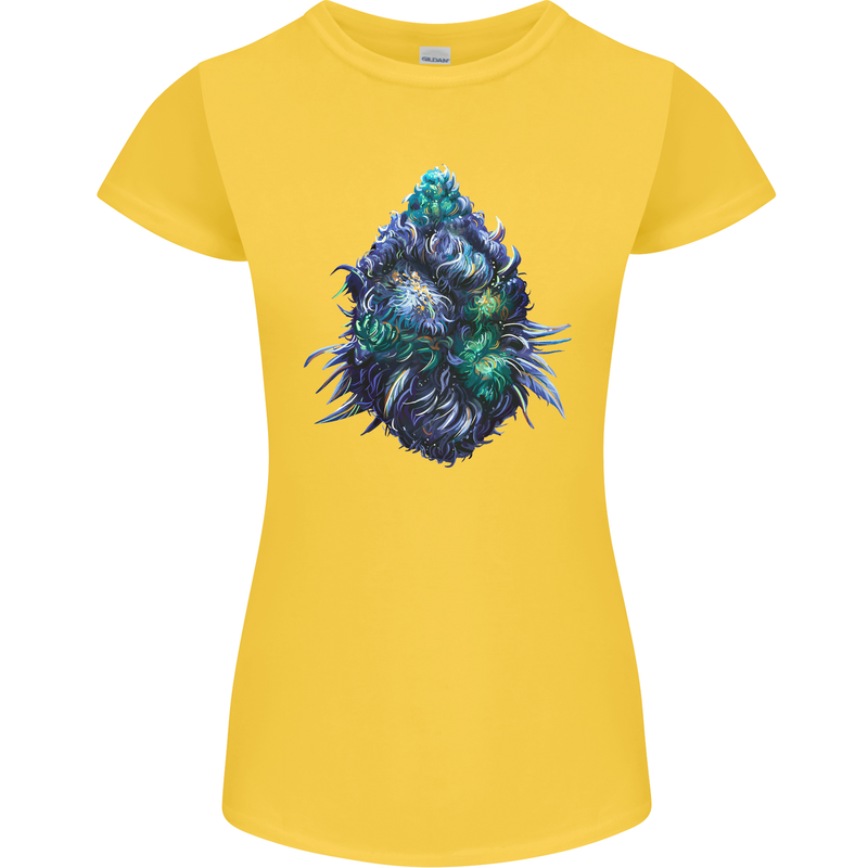 Cannabis Bud Drugs Marijuana Weed Womens Petite Cut T-Shirt Yellow