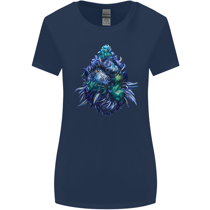Cannabis Bud Drugs Marijuana Weed Womens Wider Cut T-Shirt Navy Blue