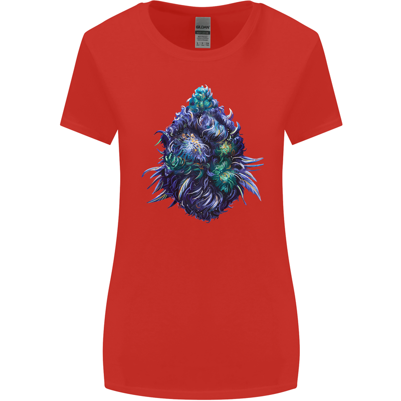 Cannabis Bud Drugs Marijuana Weed Womens Wider Cut T-Shirt Red