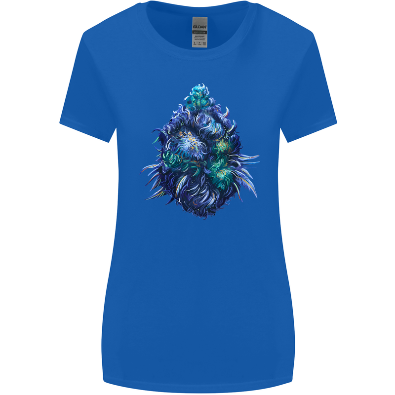 Cannabis Bud Drugs Marijuana Weed Womens Wider Cut T-Shirt Royal Blue