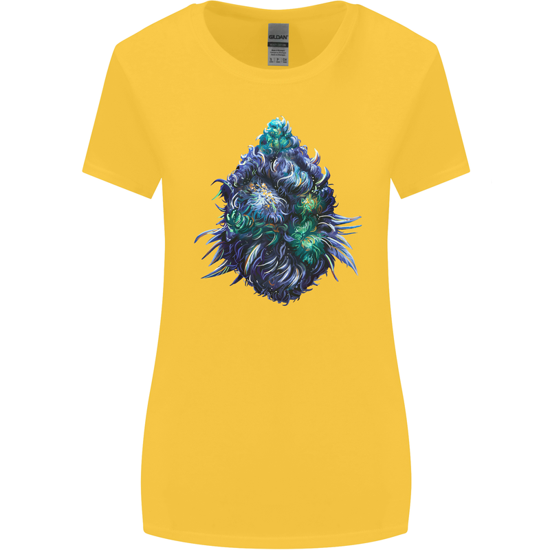 Cannabis Bud Drugs Marijuana Weed Womens Wider Cut T-Shirt Yellow