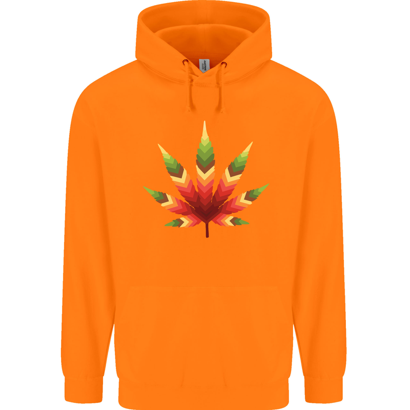 Cannabis Leaf Weed Drugs Marijuana Weed Childrens Kids Hoodie Orange