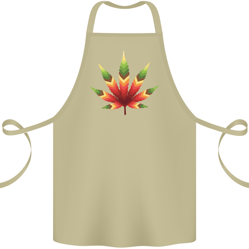 Cannabis Leaf Weed Drugs Marijuana Weed Cotton Apron 100% Organic Khaki