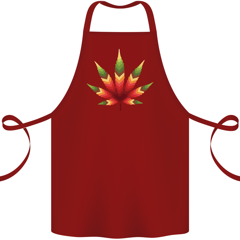 Cannabis Leaf Weed Drugs Marijuana Weed Cotton Apron 100% Organic Maroon