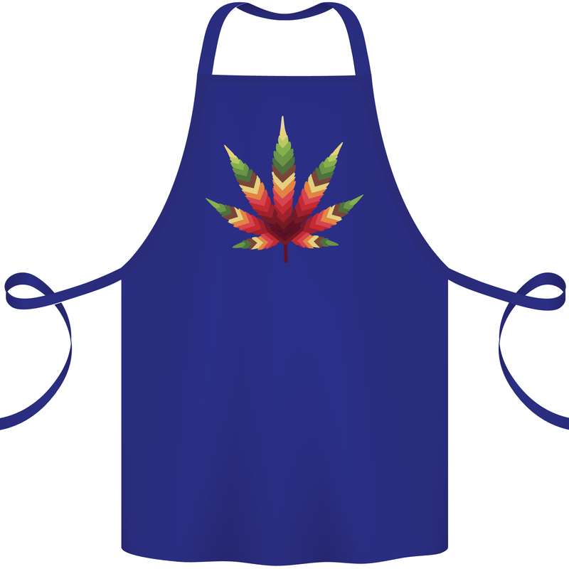 Cannabis Leaf Weed Drugs Marijuana Weed Cotton Apron 100% Organic Royal Blue