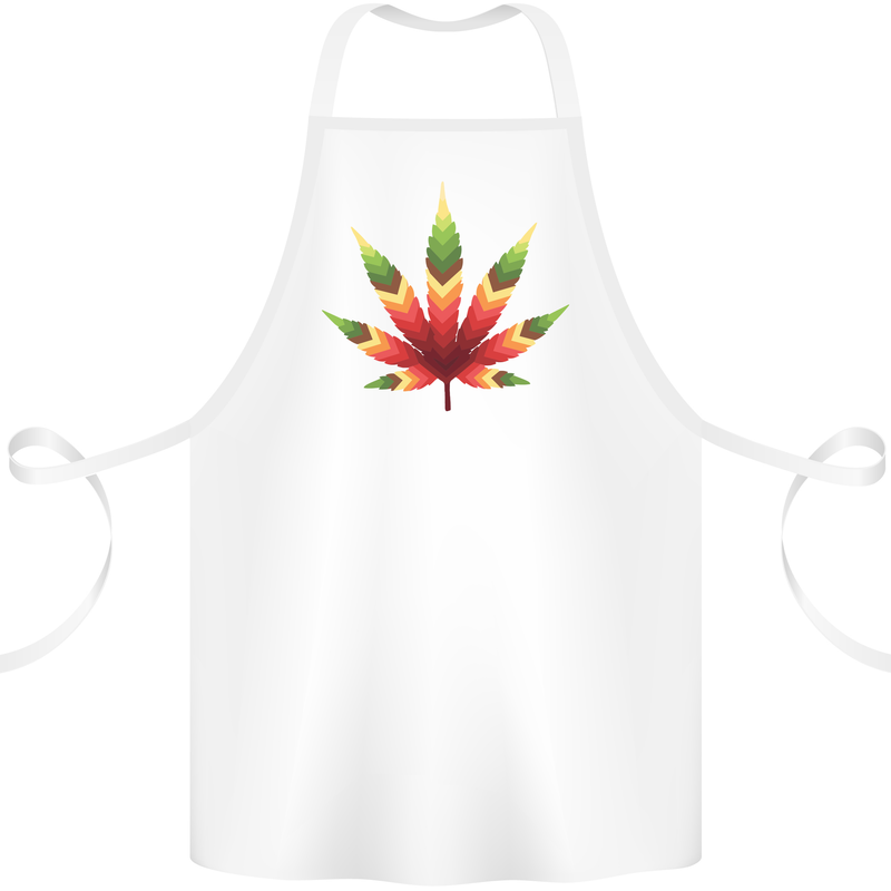 Cannabis Leaf Weed Drugs Marijuana Weed Cotton Apron 100% Organic White