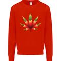 Cannabis Leaf Weed Drugs Marijuana Weed Kids Sweatshirt Jumper Bright Red