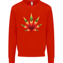 Cannabis Leaf Weed Drugs Marijuana Weed Kids Sweatshirt Jumper Bright Red