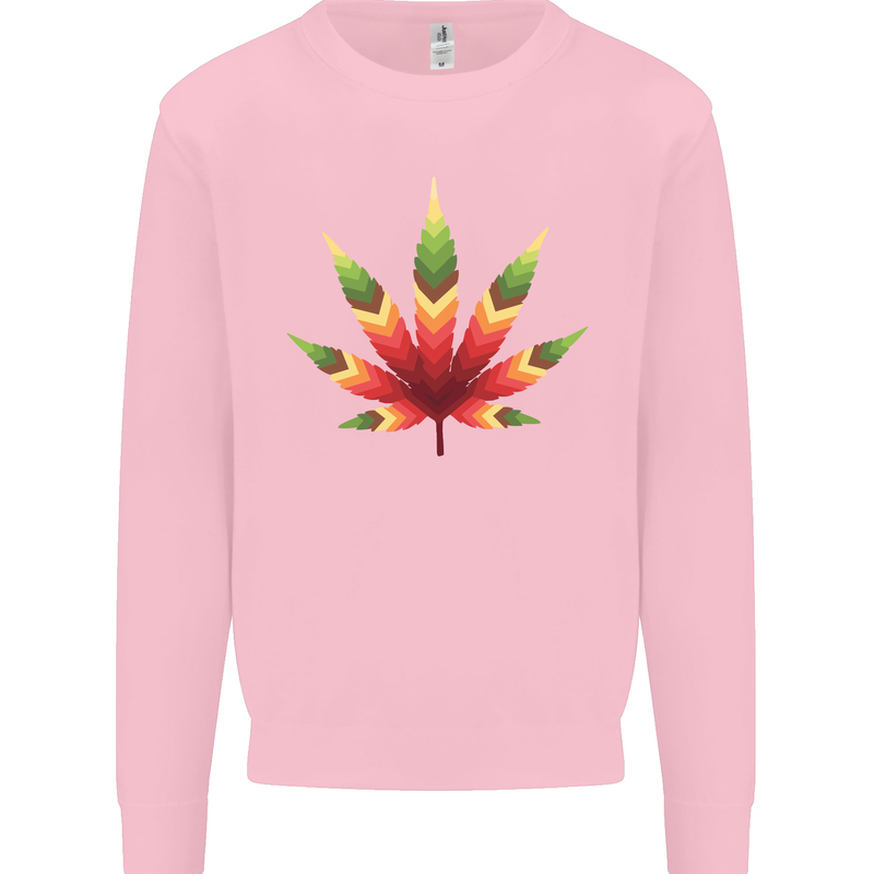Cannabis Leaf Weed Drugs Marijuana Weed Kids Sweatshirt Jumper Light Pink