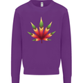 Cannabis Leaf Weed Drugs Marijuana Weed Kids Sweatshirt Jumper Purple