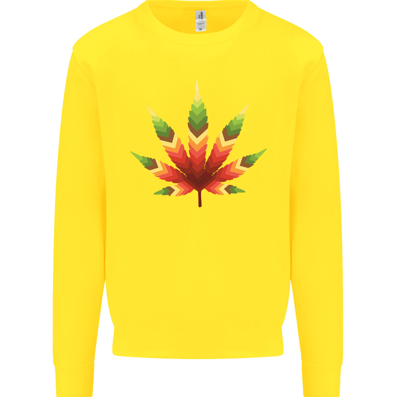 Cannabis Leaf Weed Drugs Marijuana Weed Kids Sweatshirt Jumper Yellow