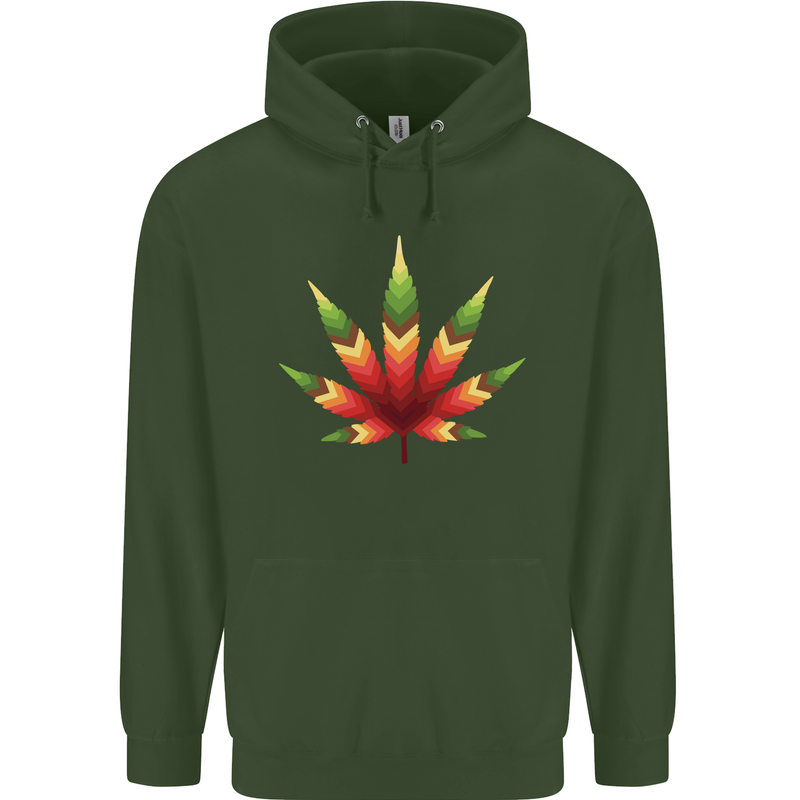 Cannabis Leaf Weed Drugs Marijuana Weed Mens 80% Cotton Hoodie Forest Green