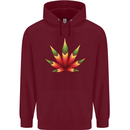 Cannabis Leaf Weed Drugs Marijuana Weed Mens 80% Cotton Hoodie Maroon