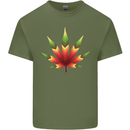 Cannabis Leaf Weed Drugs Marijuana Weed Mens Cotton T-Shirt Tee Top Military Green