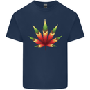 Cannabis Leaf Weed Drugs Marijuana Weed Mens Cotton T-Shirt Tee Top Navy Blue