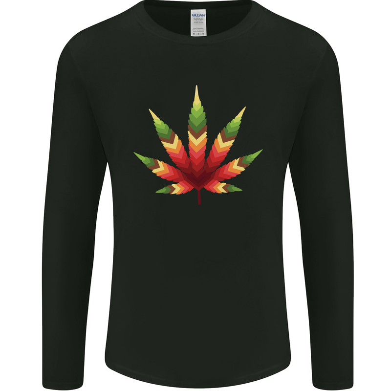 Cannabis Leaf Weed Drugs Marijuana Weed Mens Long Sleeve T-Shirt Black