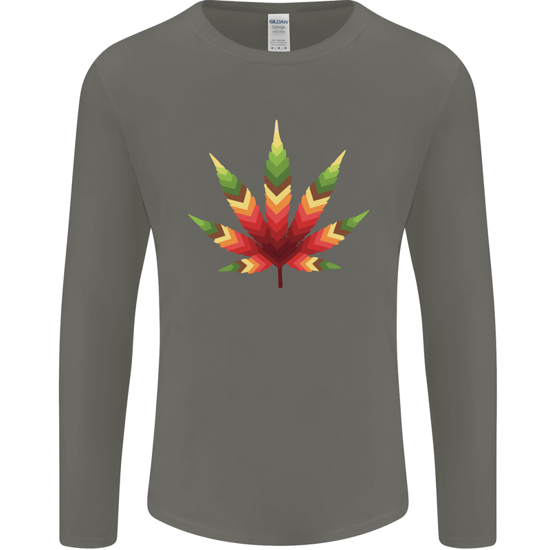 Cannabis Leaf Weed Drugs Marijuana Weed Mens Long Sleeve T-Shirt Charcoal