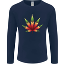 Cannabis Leaf Weed Drugs Marijuana Weed Mens Long Sleeve T-Shirt Navy Blue