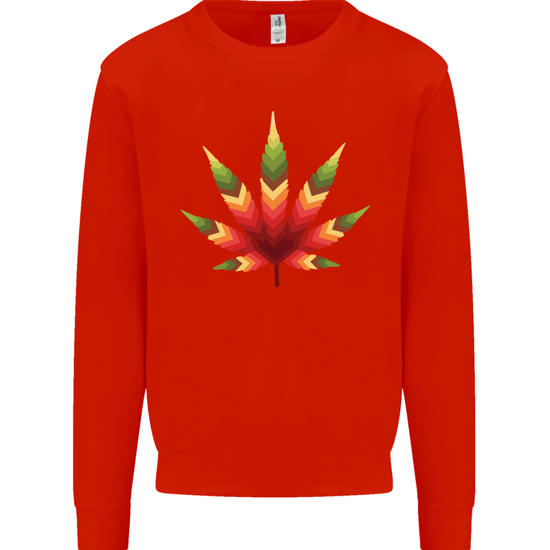 Cannabis Leaf Weed Drugs Marijuana Weed Mens Sweatshirt Jumper Bright Red