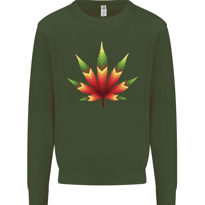 Cannabis Leaf Weed Drugs Marijuana Weed Mens Sweatshirt Jumper Forest Green