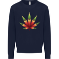 Cannabis Leaf Weed Drugs Marijuana Weed Mens Sweatshirt Jumper Navy Blue